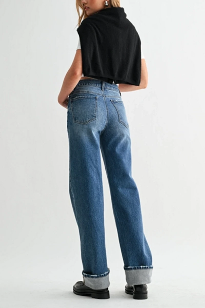 Jemina The Cuffed Wide Leg Jean