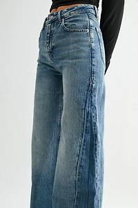 Jemina Denim High Rise Wide Two-Tone Contrast Jean