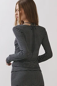 Personal Code Willow Stripe Jersey Layered Surplus Top