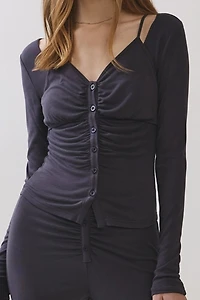 Personal Code Nyx Soft Jersey Layered Button Down Top