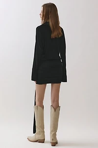 Personal Code Athena Button Down Mini Dress With Drape Tie