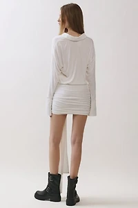 Personal Code Athena Button Down Mini Dress With Drape Tie