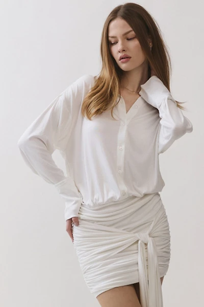 Personal Code Athena Button Down Mini Dress With Drape Tie