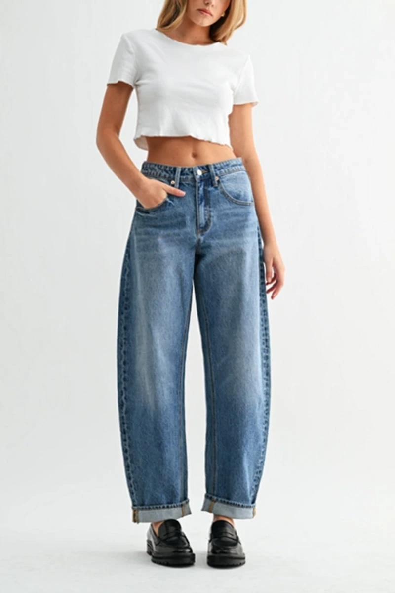 Jemina Denim High Rise Barrel Jean
