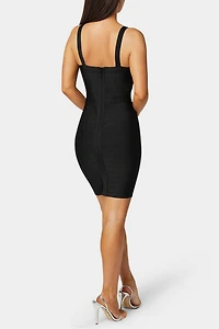 Bebe V-Neck Strap Bandage Dress