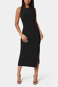 Bebe High Neck Cowl Maci with Slit Dress