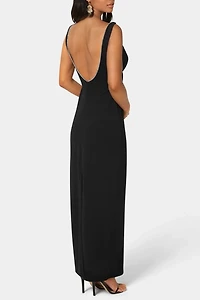 Bebe Rhinestone Square Neck Maxi Dress