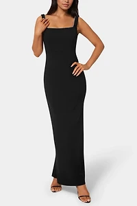 Bebe Rhinestone Square Neck Maxi Dress