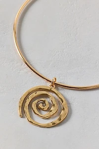 Belize Metal Pendant Wire Choker Necklace