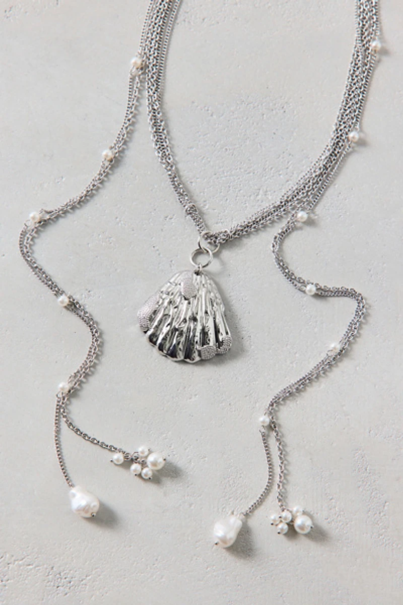 Pearl Shell Faux-Wrap Necklace