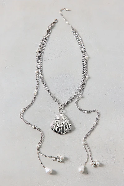 Pearl Shell Faux-Wrap Necklace