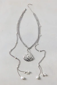 Pearl Shell Faux-Wrap Necklace
