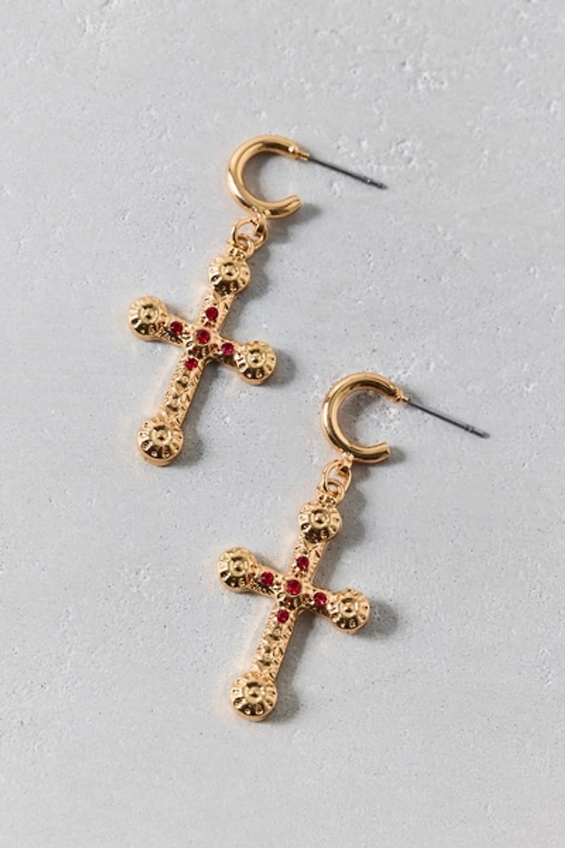 Catherine Rhinestone Charm Hoop Earrings