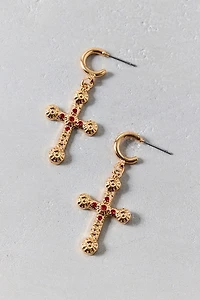 Catherine Rhinestone Charm Hoop Earrings