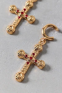 Catherine Rhinestone Charm Hoop Earrings