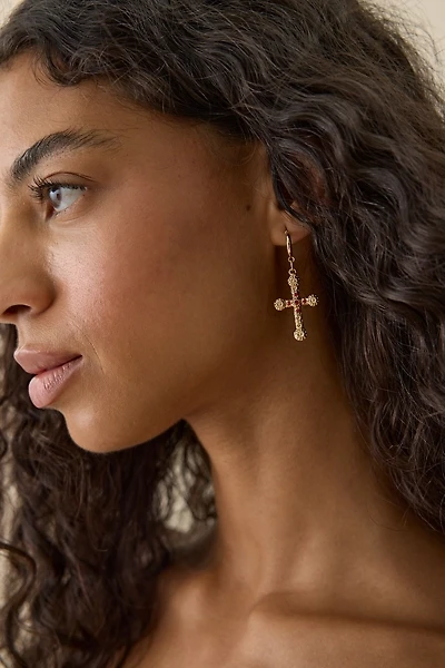 Catherine Rhinestone Charm Hoop Earrings