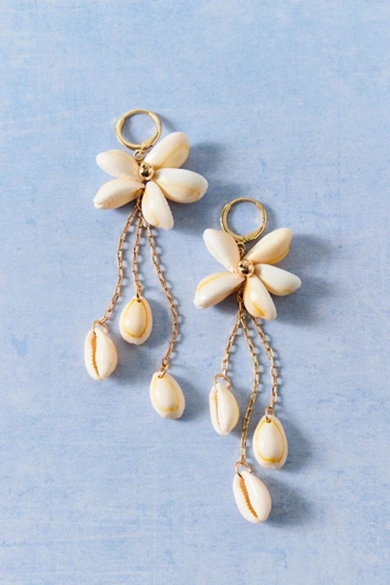 Shell Flower Statement Dangle Earrings