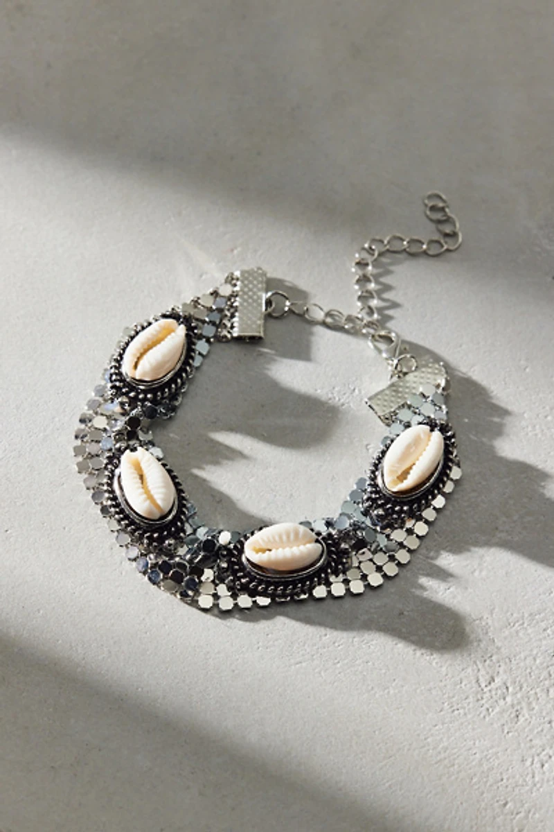 Tidal Trinket Shell Mesh Bracelet