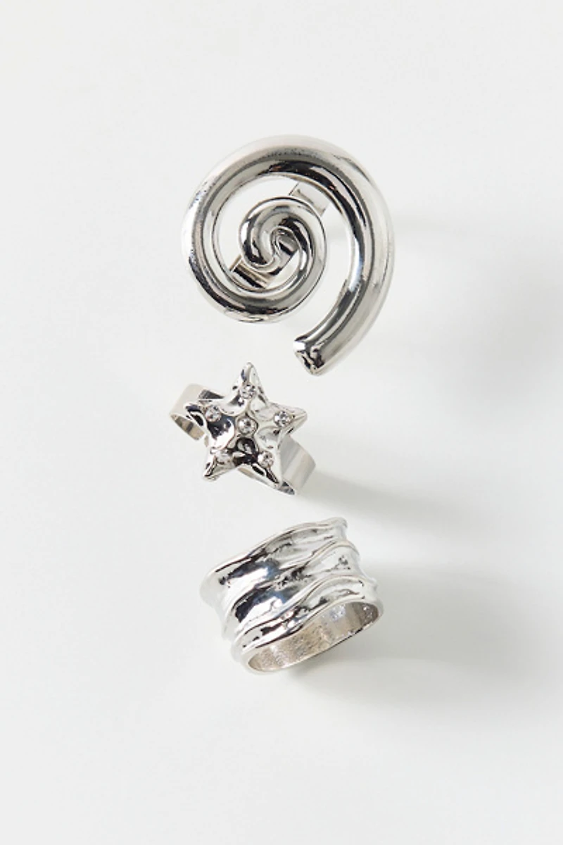 Falling Star Silver Rings Set