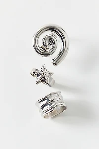 Falling Star Silver Rings Set