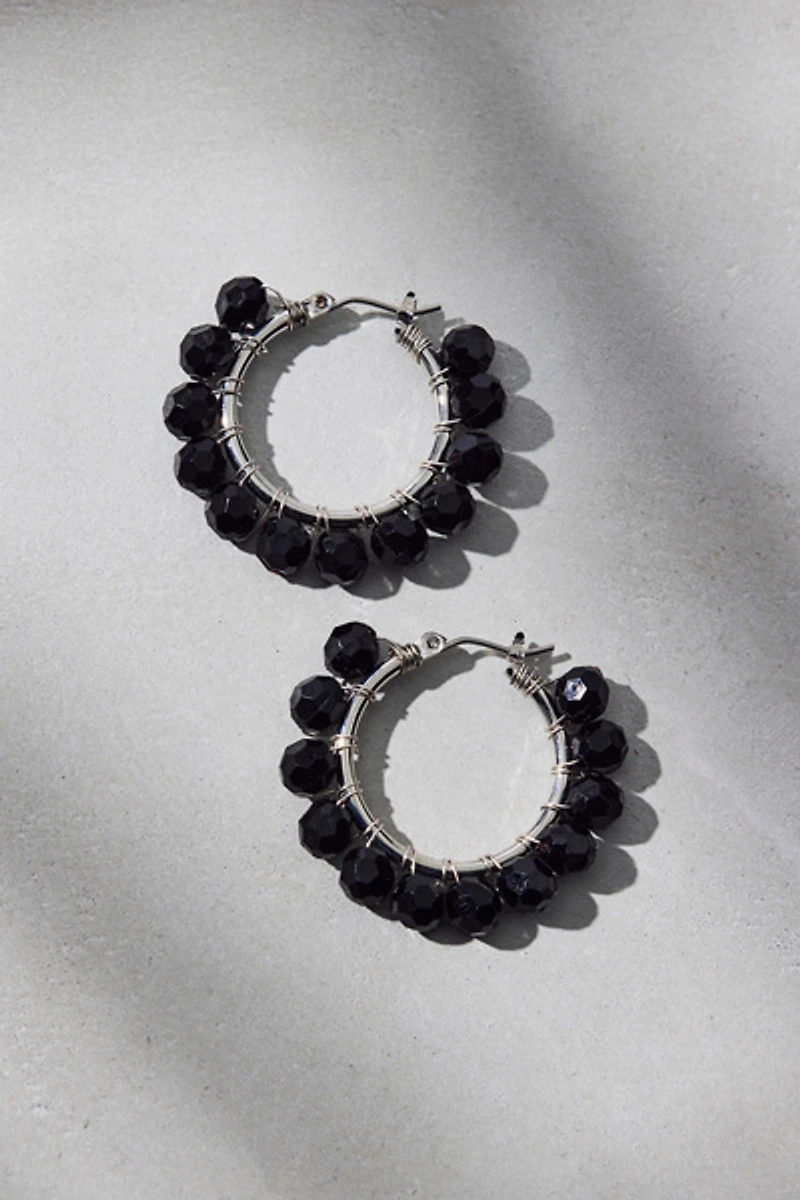 Small Beaded Hoop Earrings