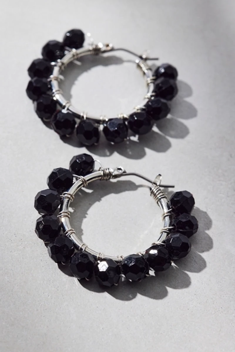 Small Beaded Hoop Earrings