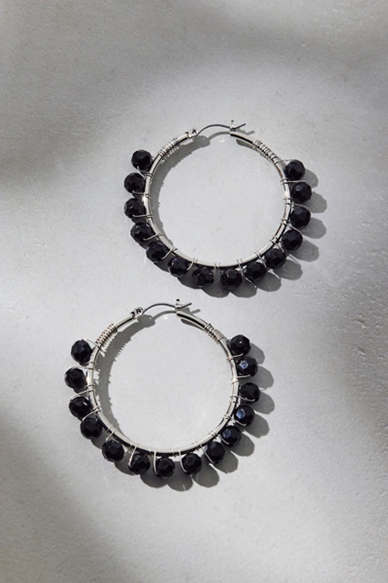 Large Beaded Hoop Earrings