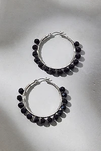 Large Beaded Hoop Earrings