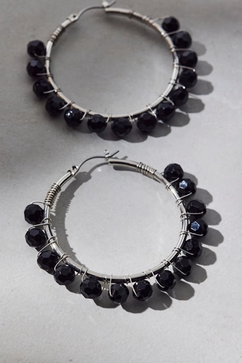 Large Beaded Hoop Earrings