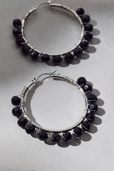 Large Beaded Hoop Earrings