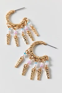 Sunrise Fringe Hammered Hoop Earrings