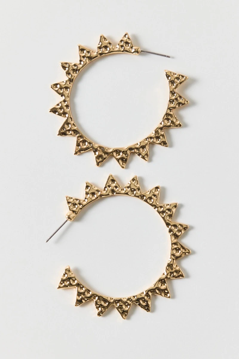 Spikey Hammered Metal Hoop Earrings