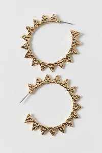 Spikey Hammered Metal Hoop Earrings