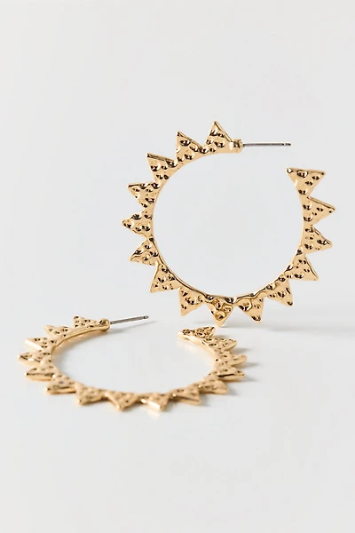 Spikey Hammered Metal Hoop Earrings