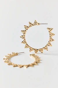 Spikey Hammered Metal Hoop Earrings