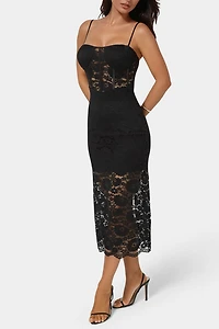 Bebe Lace Corset Midi Dress