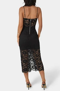 Bebe Lace Corset Midi Dress