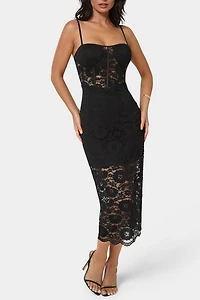 Bebe Lace Corset Midi Dress