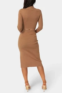 Bebe Lurex Rib Cropped Knit Set