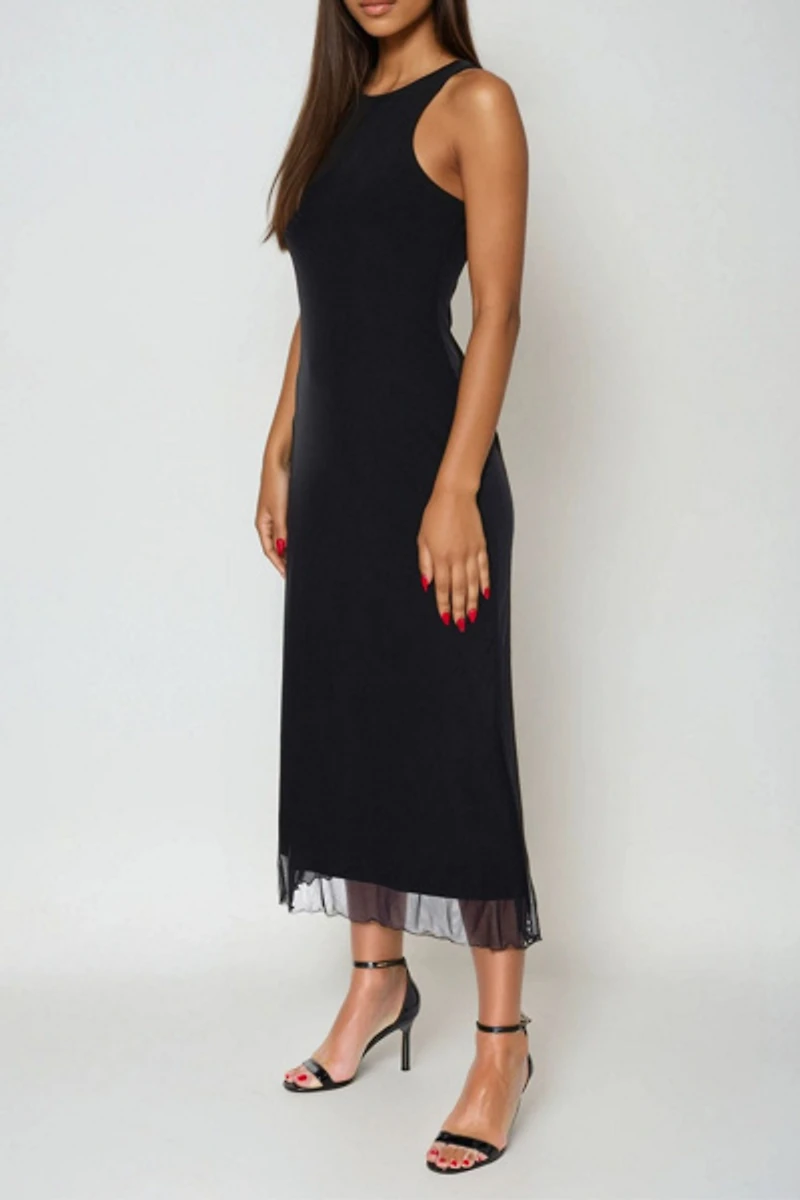 Bebe Power Mesh A-line Midi Dress