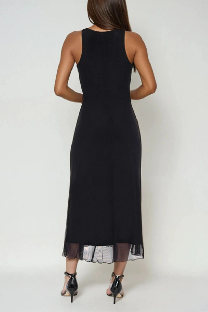 Bebe Power Mesh A-line Midi Dress