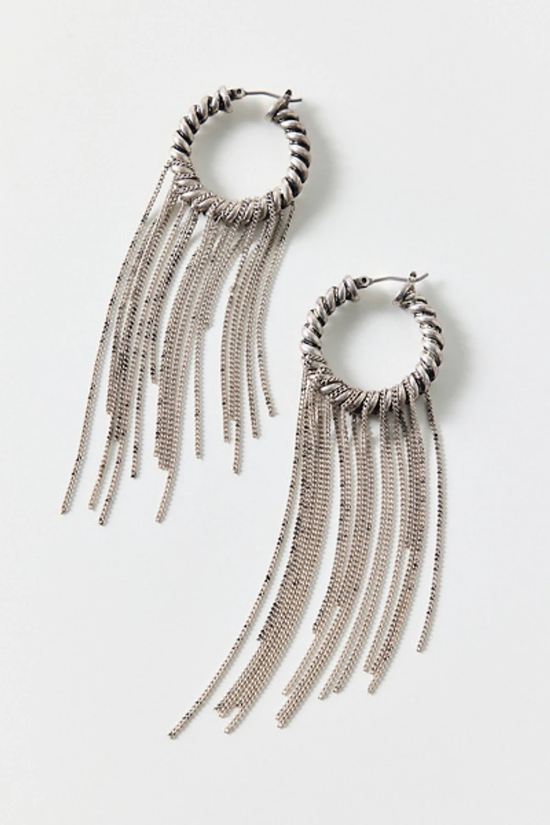 Twisted Fringe Hoop Earrings