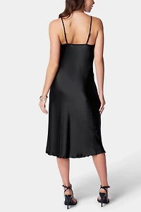 Bebe Satin Cowl Neck Midi Slip Dress