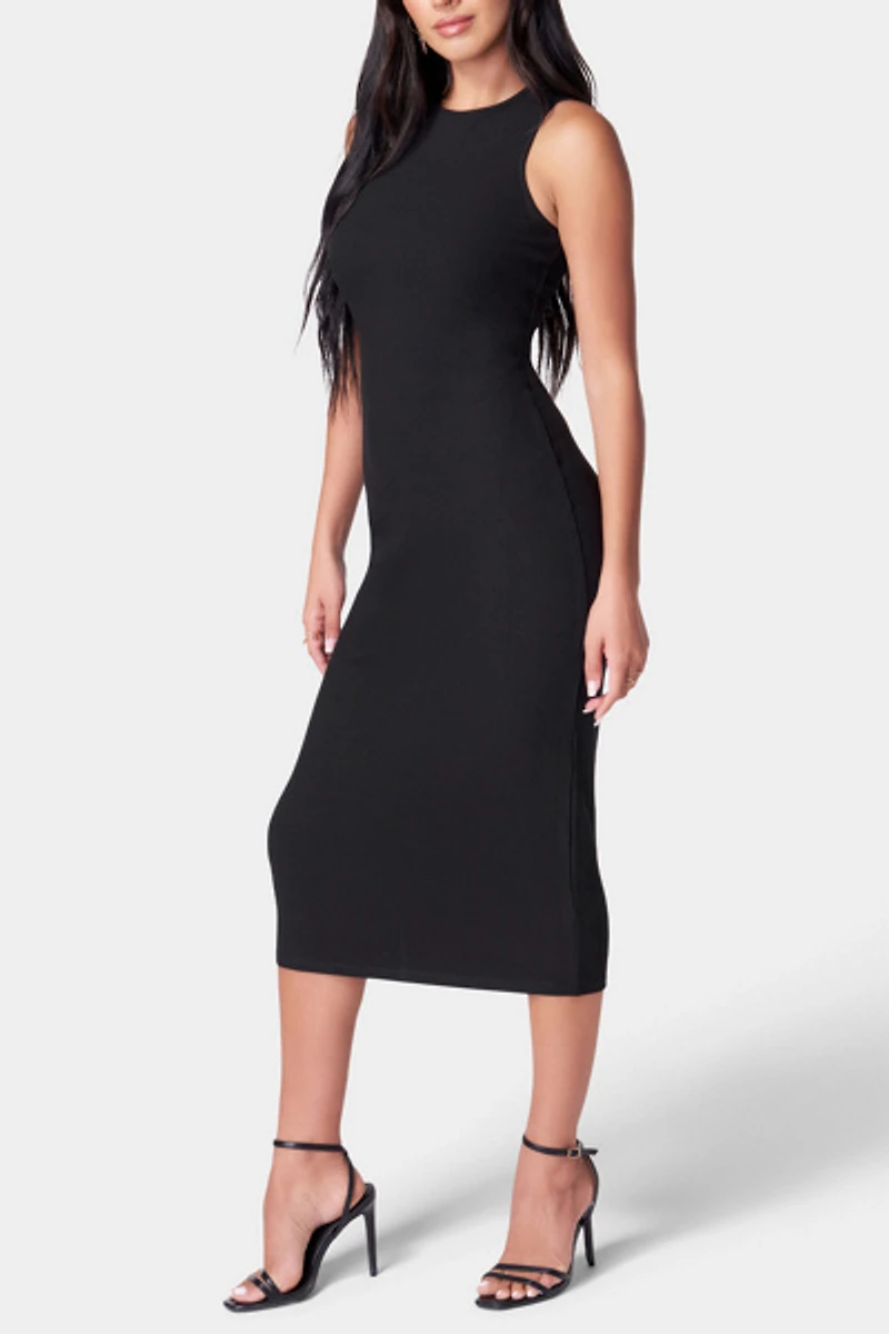 Bebe Rib Sleeveless Midi Dress
