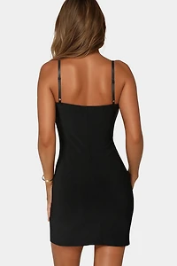 Bebe Rhinestone Trim Jersey Mini Dress