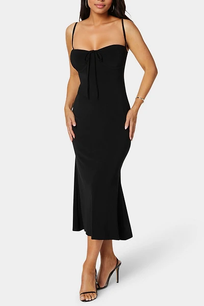 Bebe Bow Bustier Knit Slip Midi Dress