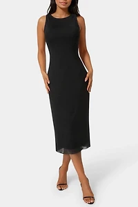 Bebe Powermesh Rhinestone Sleeveless Midi Dress