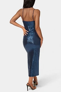 Bebe Disco Dot Sequin Maxi Tank Bodycon Dress