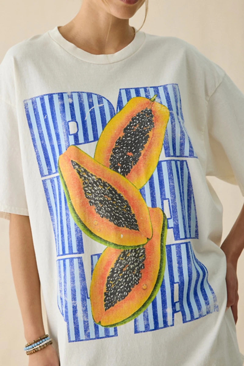 Papaya Graphic Oversized Cotton T-Shirt Dress