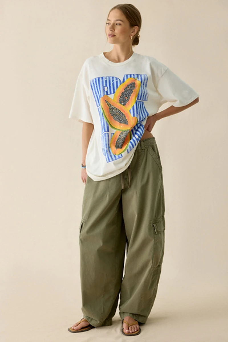 Papaya Graphic Oversized Cotton T-Shirt Dress